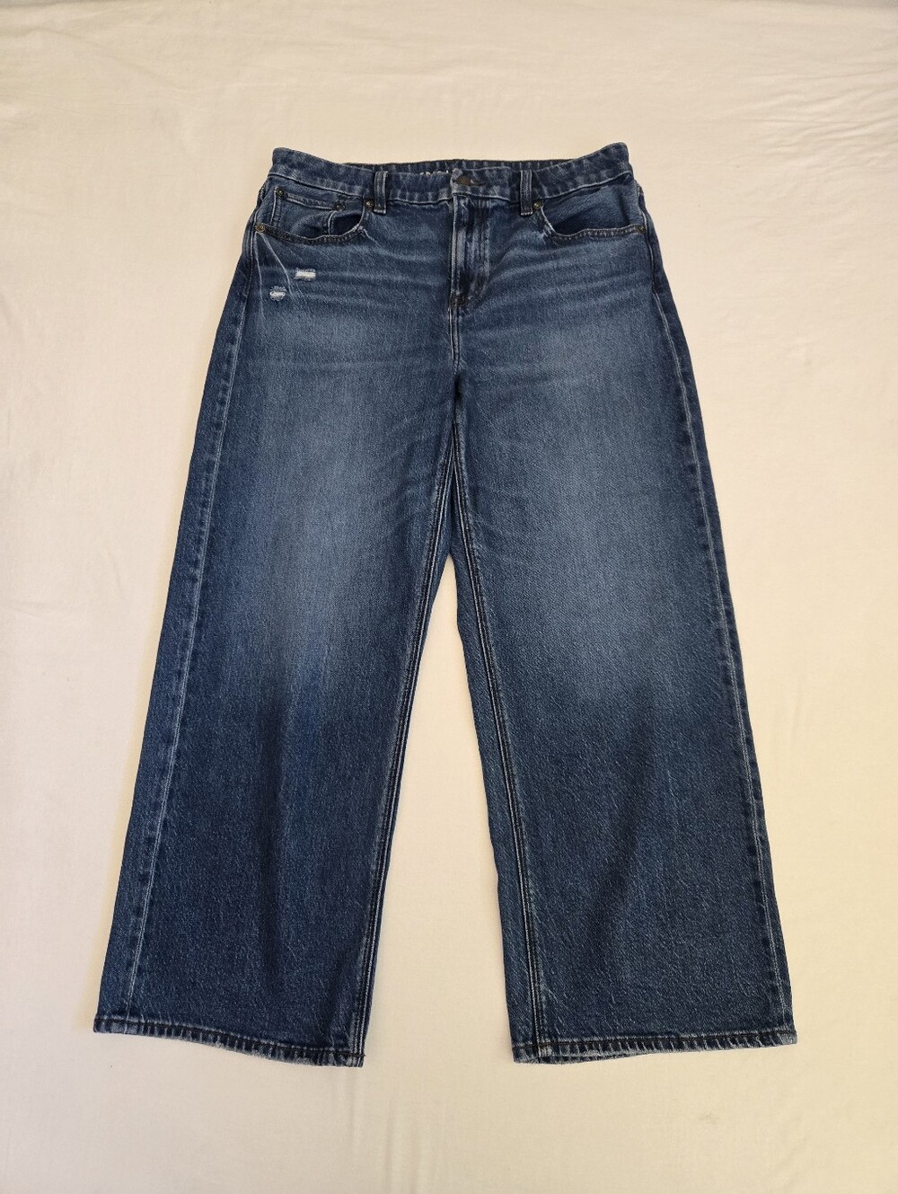 American Eagle Curvy Stovepipe Jeans Blue Straight Wide Leg 12 Short